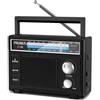 PRUNUS J-136 AM/FM Radio Portatile, Radiolina Portatile Alimentata da Batterie o Alimentazione CA, Radioline Portatili con Jack AUX/Microfono per Casa, Cucina, Tavolo (Nero)