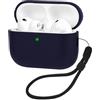 AOOSU Custodia Compatibile con AirPods 3 Pro, Custodia Protettiva per AirPods, Bluetooth Scatola per Cuffie Protettiva, Silicone Morbido, Antigraffio, Con Cordino (Blu Navy)