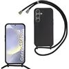 FERLAN Cover compatibile con Samsung Galaxy S24 Plus,Custodia con Laccio Collana Tracolla Collo Liquido Silicone Antiurto TPU Antiurto AntiGraffio Protettiva Case,Nero