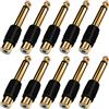 RUNCCI-YUN Audio Adapter 6.35mm TS (1/4 di Pollice) Maschio a Femmina RCA Mono per Home Theater, Fotocamere, Cuffie - 10 Pezzi