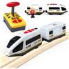 Pmueuff Trenino Elettrico Giocattolo, Treno Elettrico per Bambini Locomotiva Elettrica a Batteria con Telecomando, Luci e Suoni Compatibile con Thomas, Brio, Chuggington di Pista Legno Trenino