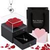 Sinand Rosa Eterna Regalo Donna con Collana, Rosa Stabilizzata Confezione Regalo per la Festa, Rose Scatola Vera Regalo per Natale, Mamma, San Valentino, Regalo Anniversario