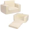 BEJOY - Divano/poltrona apribile 2 in 1, in tessuto peluche, per la cameretta, regalo per la festa dei bambini e il compleanno, per bambine e bambini, beige chiaro