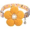 YEAMLTE Collare per Cani Regolabile conFiori 3D, Collare Cane Taglia Piccola con Strass, Collare Cane Femmina di Fiori Decorativo con Campana, per Gatti, Cuccioli Piccola (Giallo)