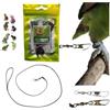 FREEPARROT laccio A2 elastico CORDA 2MM x 1 METRO CON MOSCHETTONE 1MM DA INSERIRE AD ANELLO DELLA ZAMPA DEL TUO PAPPAGALLO per portarlo IN GIRO, IMBRACATUA ZAMPA, GUINZAGLIO PETTORINA pp