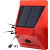 ROYELLE Sirena solare con sensore di movimento da esterno -Generatore di rumore per sirena da 129 db ,Con telecomando, cavo USB, 4 modalità,Per giardino, fattoria