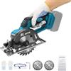 Kistrba Sega circolare a batteria compatibile con batteria Makita 18 V (senza batteria), motore senza spazzole, lama Ø 140 mm, 6000 giri/min, profondità di taglio 51 mm, 0-45°, con display digitale, per legno