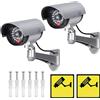 Vegena 2pcs Telecamera Finta, Videocamera Fittizia, Telecamera Di Sicurezza Videocamere Finte Telecamera Fittizia Telecamere Fittizie Con Luce Led Lampeggiante Per Uso Interno O Esterno Argento