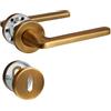 SORWDUERM 2 coppie di maniglie per porte in ottone anticato, finitura acciaio inox spazzolato opaco, set di maniglie per porte d'ingresso e interne, forma a L, rosetta rotonda, BB - maniglia per letto