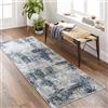 Livabliss Paris Tappeto Salotto Moderno Astratto Tappeto Soggiorno, Camera da Letto, Pranzo Moderni Tappeti Effetto Marmo, Morbido e Pelo Corto, Ampio 80x220 cm, Blu, Grigio e Beige