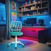 FurnitureR Compact Gaming Chair, Hollow PP Backrest, Adjustable Height, Ergonomic Swivel Sponge Seat, 5-Wheel Iron Base, for Teens & Kids Drawing, Gaming, Classroom, Turchese, 38,5 x 40 x 87 cm