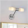 Alpinaluz Applique da parete in vetro opale e metallo cromato 30 cm - Braccio Orientabile Orientale e Verticale Doppia Luce Sopra e Giù, 2×E14, IP44 per bagno, specchio, corridoio e camera da letto