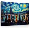 Dazzlewall Incorniciato Quadro Notte Stellata con Gatti, Poster Artistico Vintage con Pittura ad Olio di Gatto per Camera da Letto Soggiorno 30×40 cm