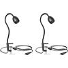 ledscom.de 2x lampada a morsetto, collo d'oca KLUK, interruttore, nero opaco, 1x GU10 max. 60W