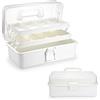 SUMNACON Scatola multiuso a 3 strati, senza BPA, organizzatore portatile con coperchio per attrezzi, penne, medicine e cosmetici, colore bianco