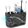 toprance Portaspazzolino Nero Supporto per Spazzolino Da denti Elettrico Modello Marmo 6 Vani Spazzolino Da Denti Rimovibile Organizzatore Famiglia Per Bagno Lavabo Piano