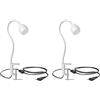 ledscom.de 2x lampada a morsetto, collo d'oca KLUK, interruttore, bianco opaco, 1x GU10 max. 60W