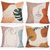 Aoihrraan 41x41cm Confezione da 4 Arte Astratta Copricuscini Divano Morandi Donna Viso Linea Stile Arancia Quadrata Federe Per Cuscini In Lino Divano Auto All'Aperto Giardino Camera Da Letto Divano