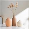 JXCBXJ Set di 3 Vaso in Ceramica,Vaso Deco Estetico Neutro Boho Scandinavo Vasi di Fiori Decorazione, arredamento moderno della fattoria,per soggiorno,tavolo,scaffale,ingresso (Marrone chiaro Arancia Beige)