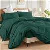 SSW HOMES Set copripiumino super king size (Smeraldo) - 3 pezzi in microfibra spazzolata tinta unita, set biancheria da letto con chiusura a bottone, include 1 copripiumino e 2 federe