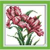 OWN4B - Kit per punto croce con motivo stampato, fiori di orchidea, motivo stampato 11 ct, 22 x 22 cm, kit per ricamo fai da te