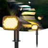 Quntis Faretto da Esterno Solare 3-1 Colore 28 LED, Luci Solari Esterno Giardino IP65 Impermeabile, Faretti Solari a LED Potenti con Lenti, 2 Pezzi Lampade Solare Esterni per Terra, Patio, Alberi