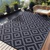 Homaxy Tappeto per esterni, resistente alle intemperie, in plastica, resistente ai raggi UV, reversibile, lavabile, per giardino, terrazza, campeggio, picnic (270 x 360 cm, nero e grigio)