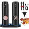 UCAMP Macina Sale e Pepe Elettrico con Base Ricaricabile,Macina Pepe Automatic,Macinaspezie con Granulosità Regolabile,Macina Spezie con Pennello e Cucchiaio,Luce Led,per Barbecue,Ristorante Cucina