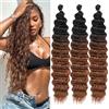 Samtress Ocean Wave Crochet Hair 3 confezioni Deep Wave Curly Braiding Hair Extension 18 Inch Deep Twist Uncinetto Braidis Curly Wavy Hair for Boho Braids Synthetic for Women (#RS30)