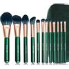 ENZO KEN Set di Pennelli per Trucco per Capelli Naturale in Fibra e Capra Professionale con Borsa da Viaggio, Pennello per Trucco de Capelli Combinato Impostato, Cosmetici Smeraldo Verde-Moyu