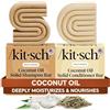 Kitsch Set shampoo e balsamo all'olio di cocco, shampoo e balsamo per capelli secchi e danneggiati, barrette solide idratanti per capelli ricci, ricci e colorati - Made in USA