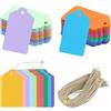 EASYKEENECOM 200PCS Etichette Carta Kraft,Etichette Regalo,7x4CM Etichetta Kraft con 200Pcs di Spago di Iuta per Regali di Compleanno,Matrimoni e fai da te