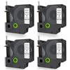 DOREE D1 45013 Lot de 4 rubans 12 mm x 7 m Noir sur blanc adhésifs en plastique 45013 résistants à l'eau et aux UV ruban 45013 Compatible avec Dymo LabelManager 160 210D 360D 420P PnP 500TS