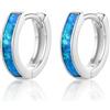 CERSLIMO Orecchini opale arancione/bianco/blu/rosa/verde opale orecchini a cerchio argento 925 10mm gioielli regali per donne donne ragazze, 10 mm, Argento
