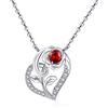 Qings Donna Collana Cuore Granato Argento 925 Rosa Fiore Gennaio Collana Ciondolo Pietra Portafortuna con Zirconi Romantico Compleanno San Valentino Regali di Natale Gioielli per la Fidanzata Moglie