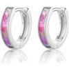 CERSLIMO Orecchini opale arancione/bianco/blu/rosa/verde opale orecchini a cerchio argento 925 10mm gioielli regali per donne donne ragazze, 10 mm, Opale