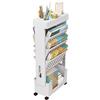 courti Libreria Mobile da Scrivania per Aula, Organizer da Scrivania Compatto con Ruote, Carrello Portaoggetti Sottile per Libri, Mensola Espositiva ad Angolo per Dormitorio Biblioteca, Carrello Multiuso