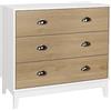 Skokliz Cassettiera bianca con 3 cassetti, credenza moderna per soggiorno, camera da letto, corridoio, cassettiera molto spazio adatto per riporre vestiti, 80 x 40 x 76 cm