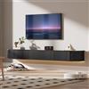 PURFINO Mobile TV Sospeso con Luce LED - Mobile TV a Parete da 140CM con Archiviazione Migliorata & Bordi Arrotondati, Consolle Multimediale TV Moderna per TV da 65-75 Pollici