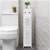 powerking Supporto di carta igienica, sopra l'armadio di stoccaggio WC per il bagno, Mensola angolare sottile per piccolo spazio di stoccaggio, piccolo armadio di stoccaggio bagno con porte - bianco