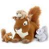 MorisMos XXL Scoiattolo Peluche Gigante, 45cm Marrone Grande Scoiattolo con 3 Kawaii Babies, Realistico Morbido Giocattolo di Peluche Regalo per Bambini Compleanno Natale