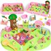 KNASON Sabbia Giocattolo Bambini per Coniglio e Criceto,Sabbia Magica Giocattolo con Morbida Sand Sensoriale e 8 Figurine di Animali,Regalo di Compleanno per Bambini Oltre i 3 Anni