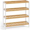 SONGMICS Scarpiera in Bambù, Scaffale Portascarpe a 4 Ripiani, Organizer per Scarpe Piante Libri, Ingresso Soggiorno Camera da Letto, 26 x 70 x 75,5 cm, Bianco e Naturale LBS007KZ01