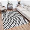 Livabliss Pula Geometrico Scandinavo - Grande tappeto per soggiorno, sala da pranzo, camera da letto, cucina - Design Boho Chic, berbero moderno, pelo corto 160x213 cm - Nero e bianco