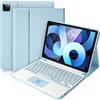 SOPPY Custodia con Tastiera per iPad con Touchpad, Tastiera Inglese Bluetooth per iPad Air 5th 2022, iPad Air 4th 2020, iPad Pro 11 pollici 2022/2021/2020/2018, Tastiera Rimovibile - Azzurro