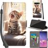 PHINIENLAND Cover per Samsung Galaxy S10 Plus custodia portafoglio Gatto | 3 scomparti carte, 1 tasca banconote, Chiusura magnetica, Supporto, Pelle PU flip cover per Samsung S10 Plus