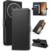 Yunubeyii Cover Libro per Honor Magic 8 Pro - [Blocco RFID] Luxury PU Leather Portafoglio Card Holder Magnetic Phone Custodia con Kickstand, Cover Protettiva Antiurto, Nero