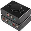 CERRXIAN Commutatore audio stereo RCA bidirezionale a 2 vie da 3,5 mm, 2 ingressi 1 uscita / 1 ingresso 2 uscite Scatola commutatore splitter audio, pulsante Mute a un tasto