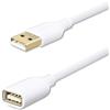 Fasgear Cavo di prolunga USB 2.0 3 metri, Cavo di prolunga USB da maschio a femmina per ricarica e sincronizzazione (3metri, Bianco)