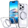 XKchatpt Custodia Magnetica con Anello Ruotabile a 360° Mag-Stand per iPhone 16 ProMax, Cover Rigida in Silicone Antiurto con Supporto ad Anello, Trasparente